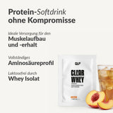 Probierbox Clear Whey, 5 x 30g inkl. Gratis-Shaker mit laktosefreiem Whey Isolat und fruchtigem Pfirsichgeschmack