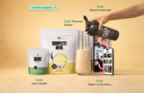 Wähle deine 4 Geschmäcker: Proteinshake mit Qomplete Meal, Qore Health, Shaker und digitalen Bonusangeboten.