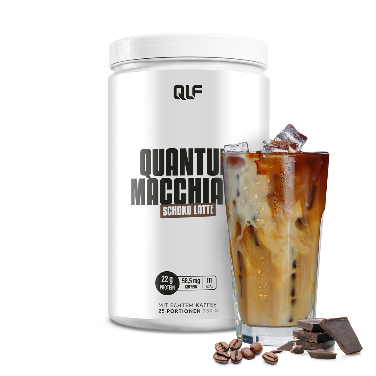 Other (blog post, manually uploaded) zeigt Proteinpulver Schoko Latte mit Kaffee, Eiswürfeln und Schokolade – Supplements, die wirken.