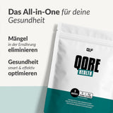 Qore Health package highlighting a smart all-in-one solution to optimize health and eliminate nutritional deficiencies